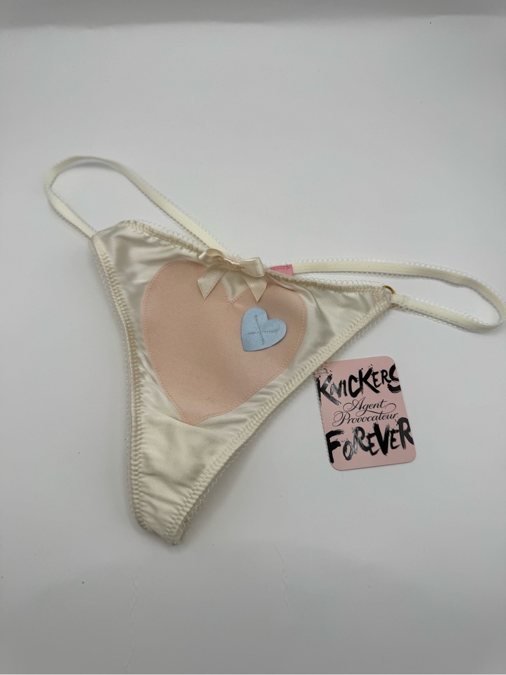 Agent Provocateur Knickers Forever Ivory Heart Thong Panty NWT